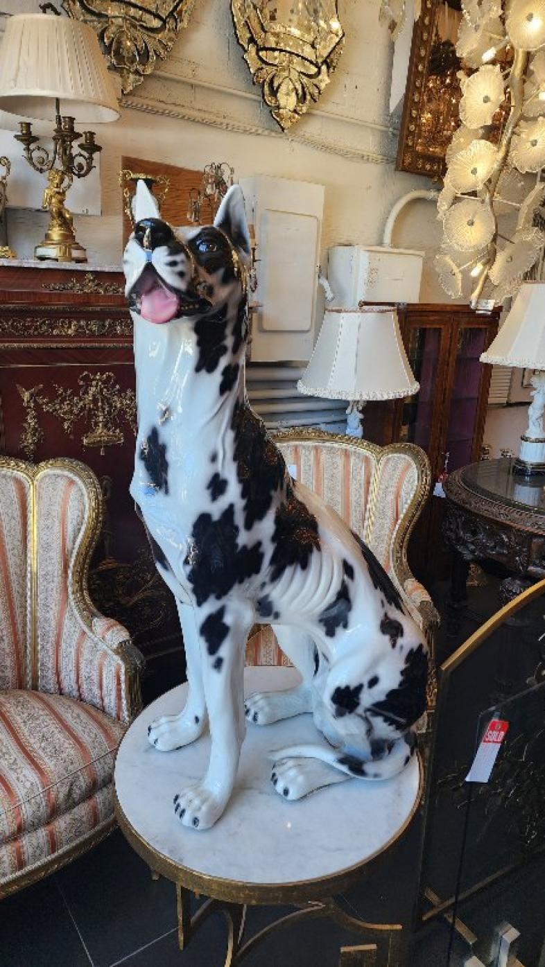 Italian Ceramic Life-Size Harlequin Great Dane For Sale