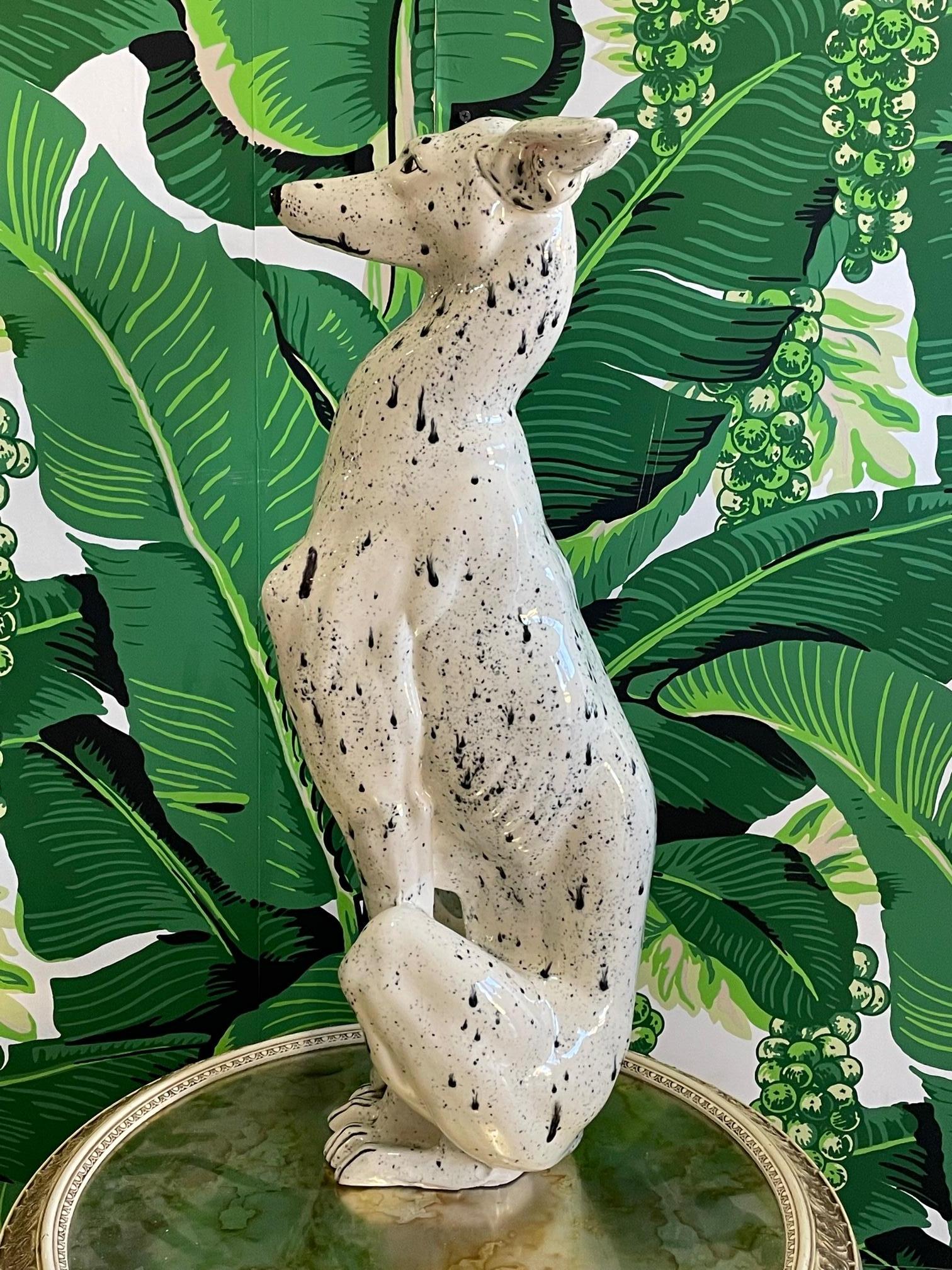 Ceramic Life Size Sitting Greyhound Dog Statue 1