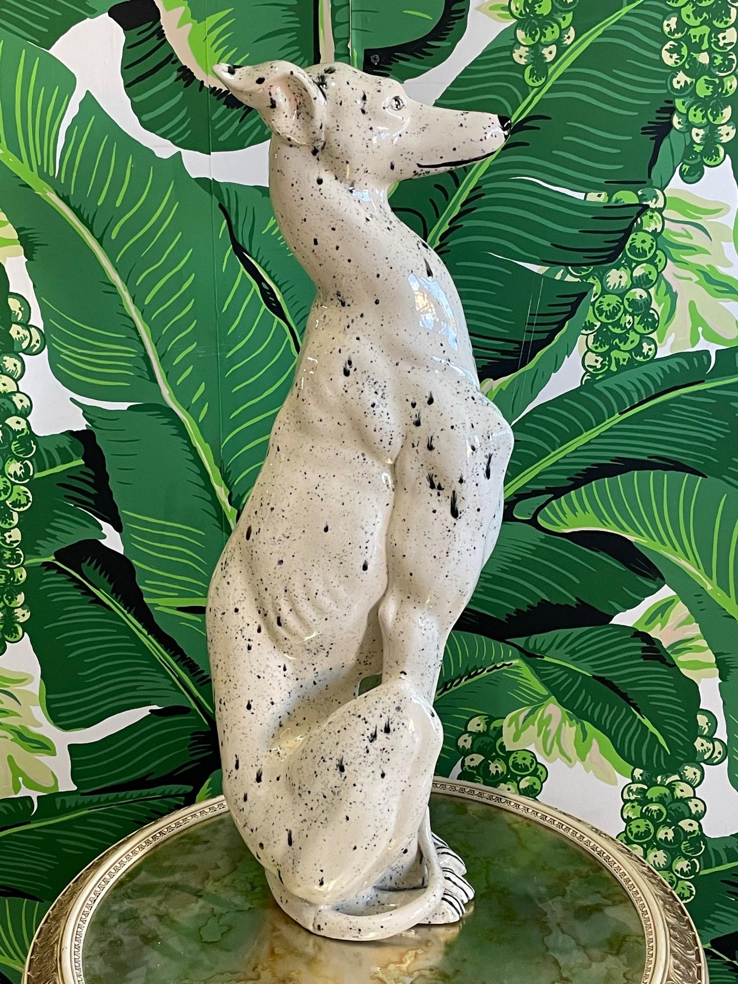 Ceramic Life Size Sitting Whippet or Greyhound Dog Statue In Good Condition In Jacksonville, FL
