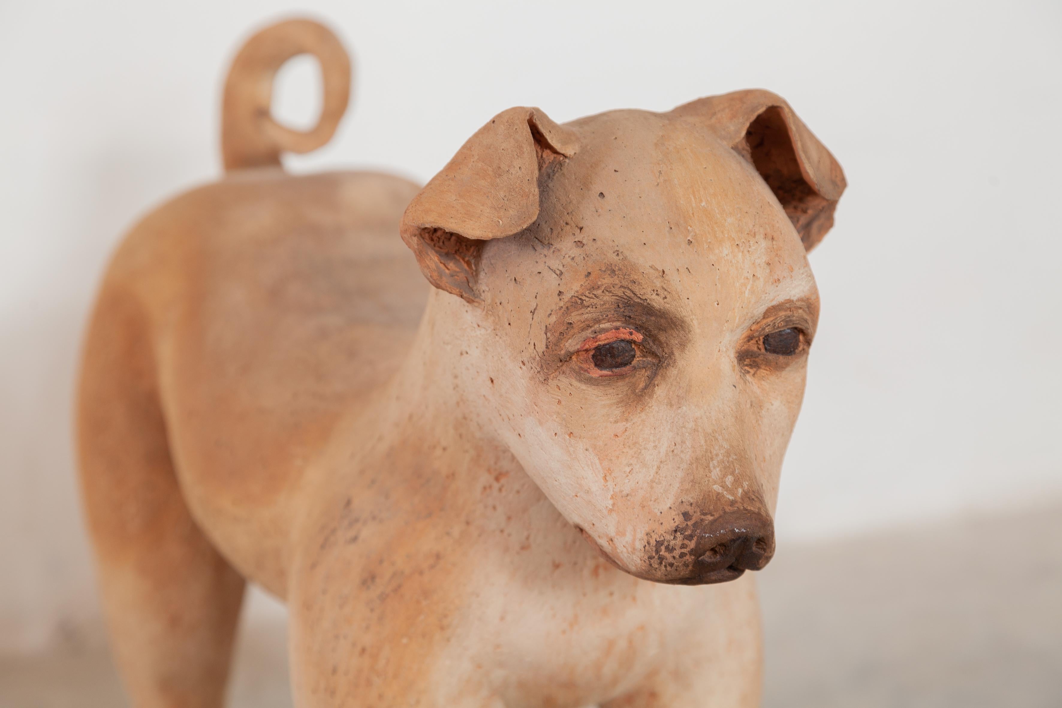 Ceramic Lifesize Wagging Dog, 1980s, Belgium In Good Condition In Antwerp, BE