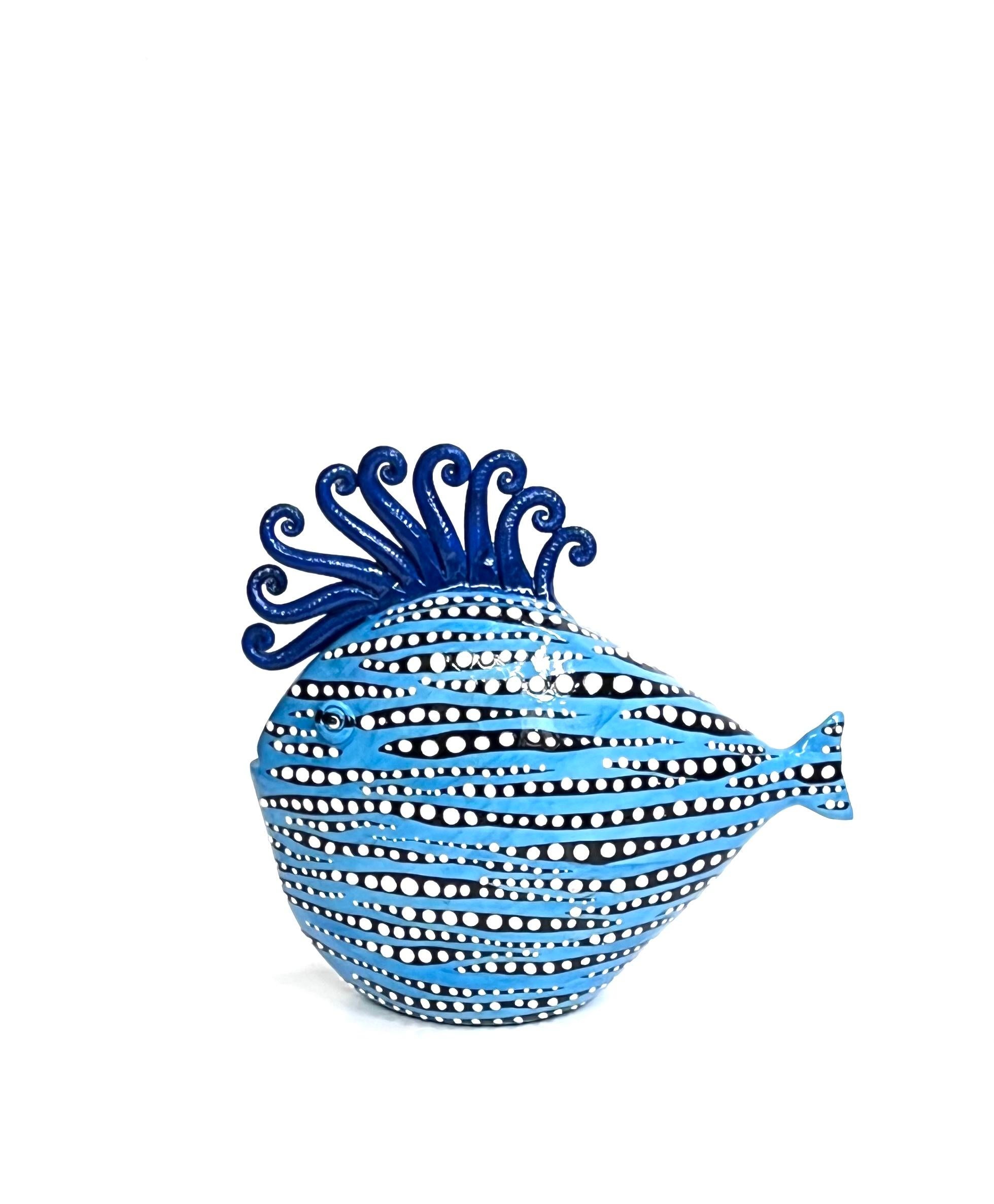 Ceramic Light Blue Fish Handmade in Italy, Choose Your Style! New Creation 2023 In New Condition For Sale In San Miniato PI, IT