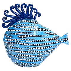 Ceramic Light Blue Fish Handmade in Italy, Choose Your Style! New Creation 2023