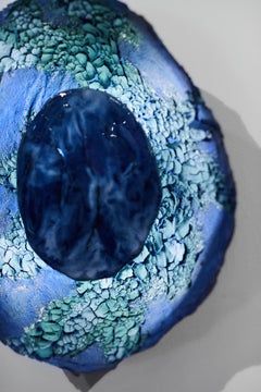 Ceramic Lighting Sculpture Wall Sconce Lamp by Natalia Landowska Blue Green