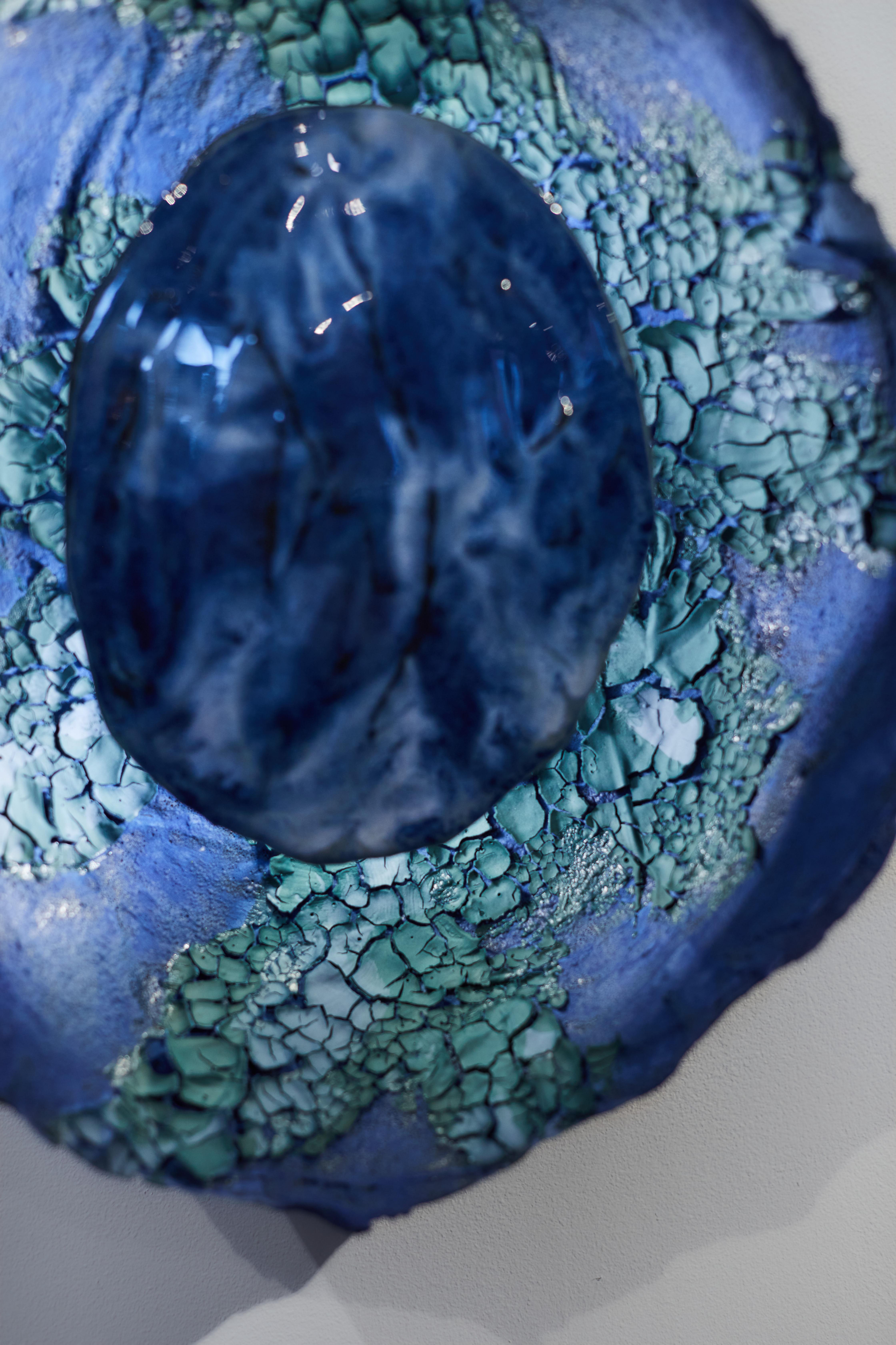 Ceramic Lighting Sculpture Wall Sconce Lamp by Natalia Landowska Blue Green For Sale 1