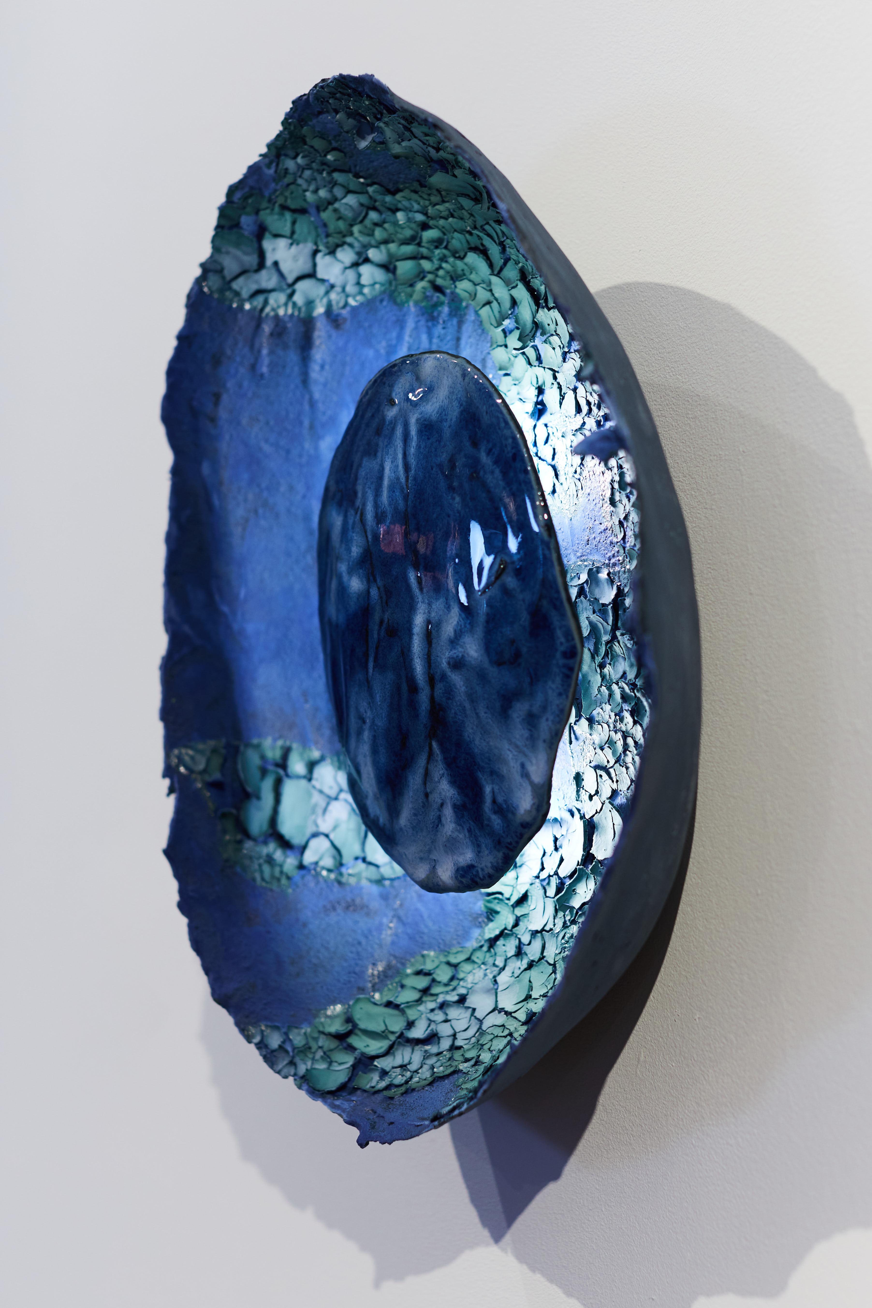 Ceramic Lighting Sculpture Wall Sconce Lamp by Natalia Landowska Blue Green For Sale 4