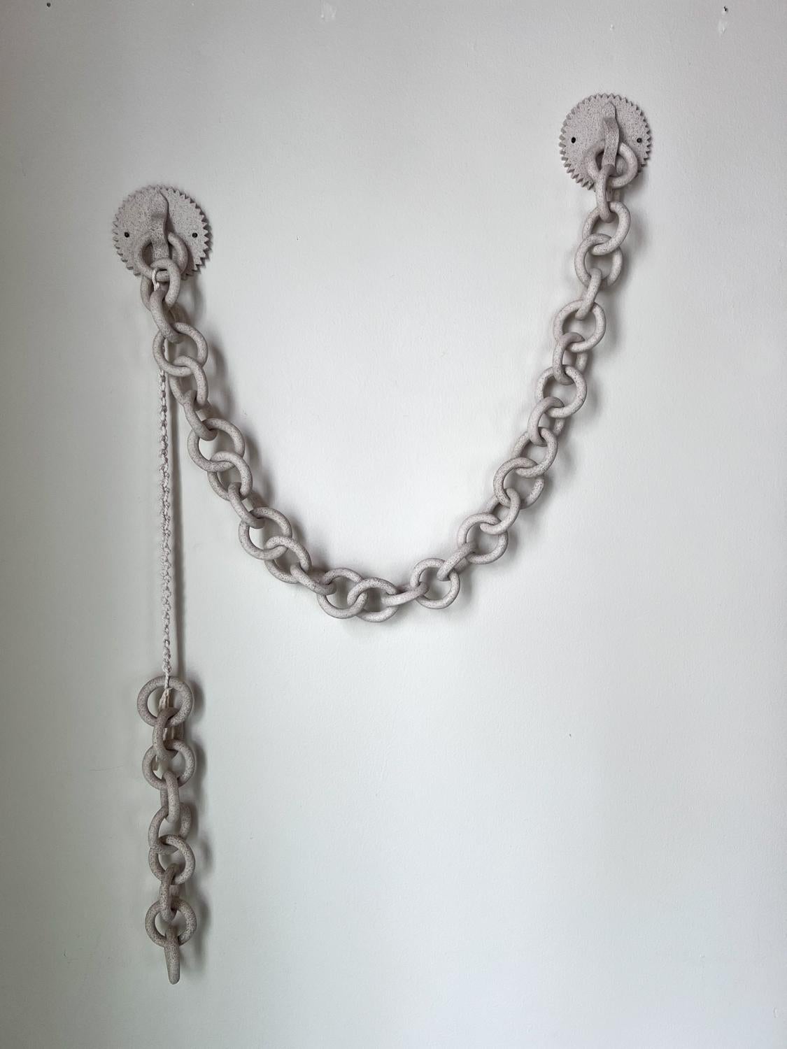 Ceramic Link Chain and Macramé Wall Sculpture For Sale 3