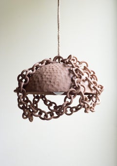 Lámpara colgante con cadena de eslabones de cerámica