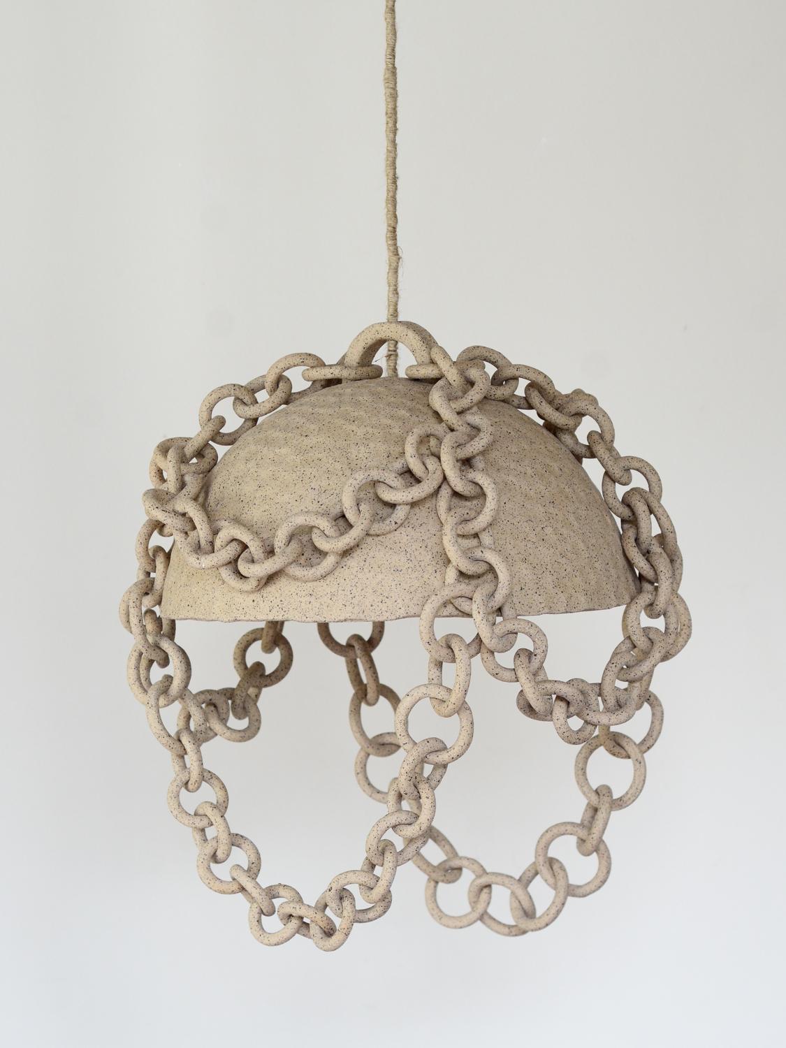 Organic Modern Ceramic link chain pendant light  For Sale