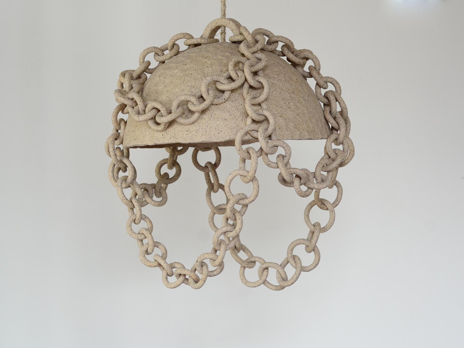 Organic Modern Ceramic link chain pendant light  For Sale