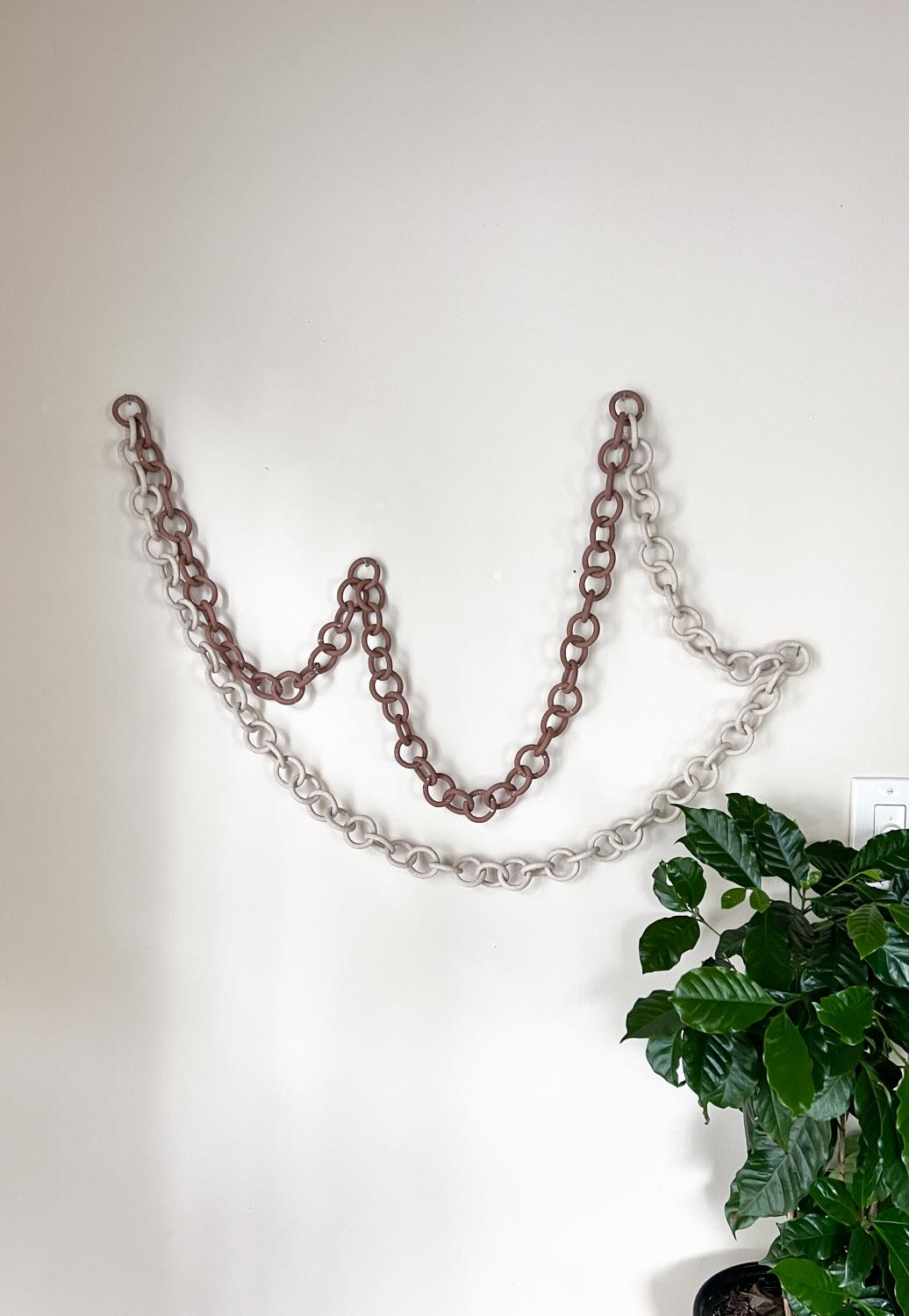 American Ceramic Link Chain Sculpture and Wall Hanging For Sale