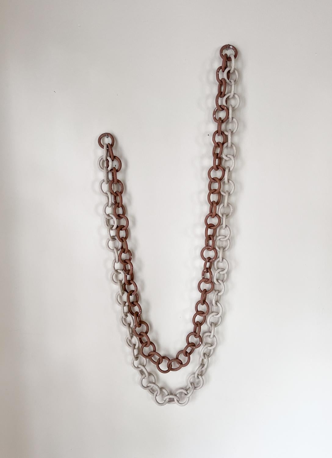 Hand-Crafted Ceramic Link Chain Sculpture and Wall Hanging