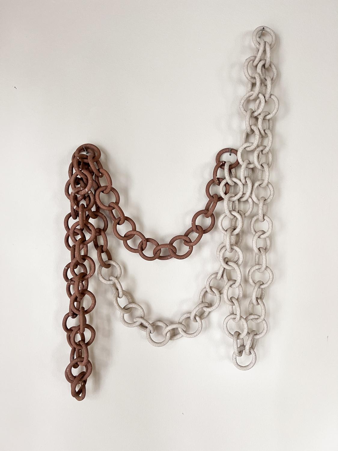 Ceramic Link Chain Sculpture and Wall Hanging In New Condition In Stoughton, MA