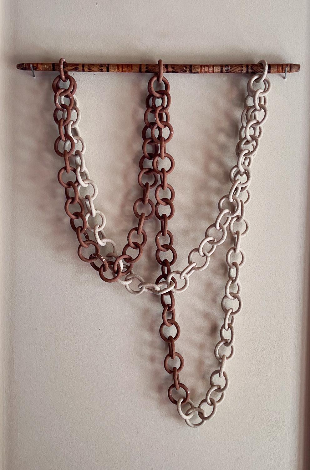 Contemporary Ceramic Link Chain Sculpture and Wall Hanging For Sale