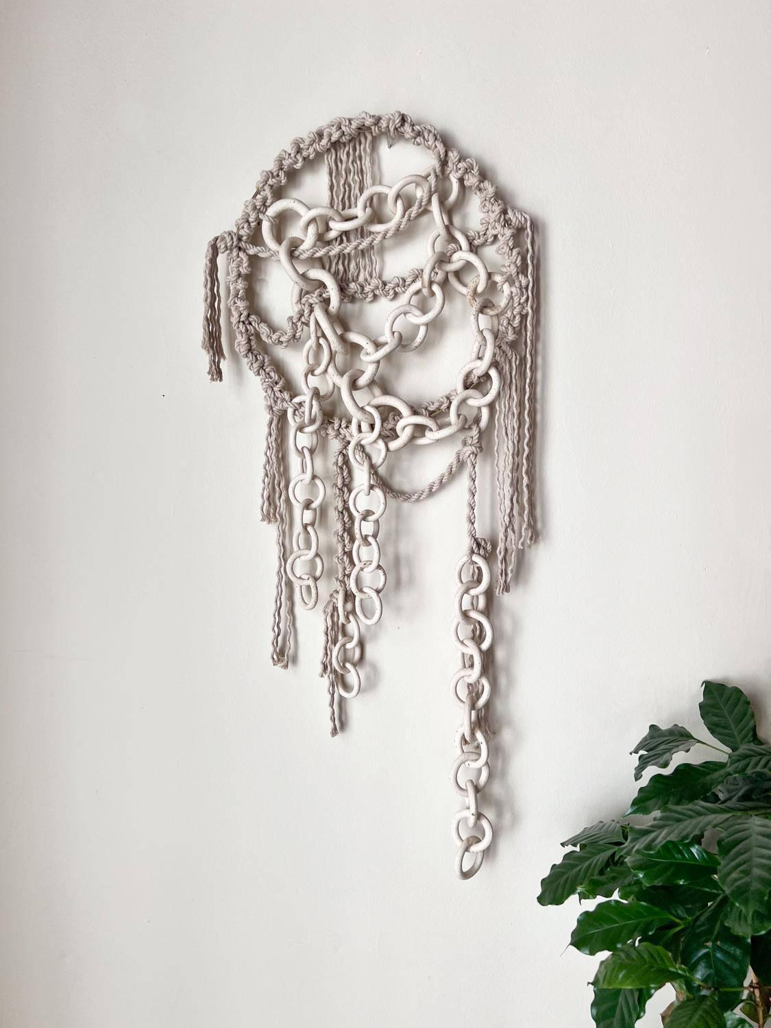 Bohemian Ceramic Link Chain Wall Sculpture For Sale