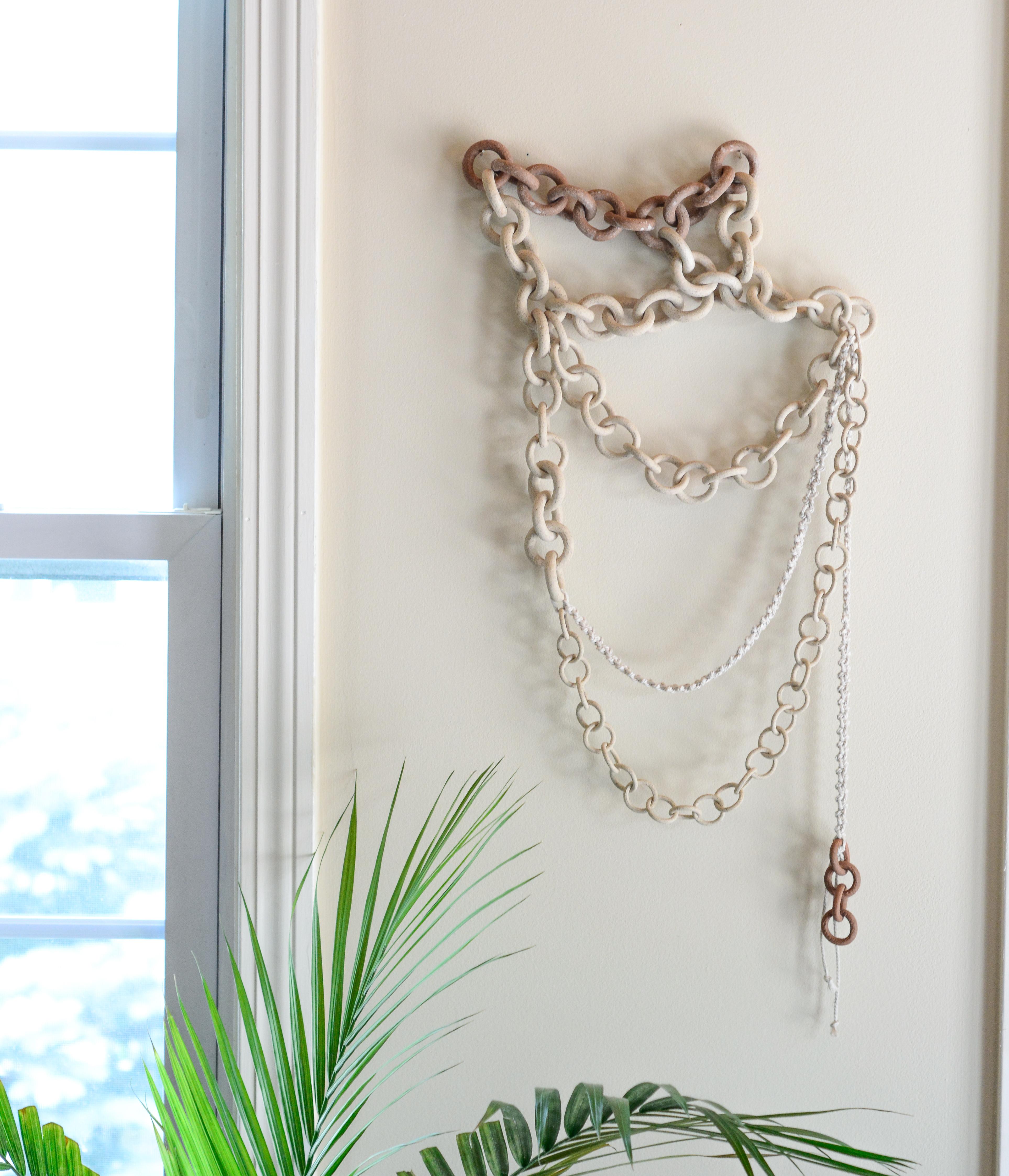 Bohemian Ceramic Link Chain Wall Sculpture For Sale