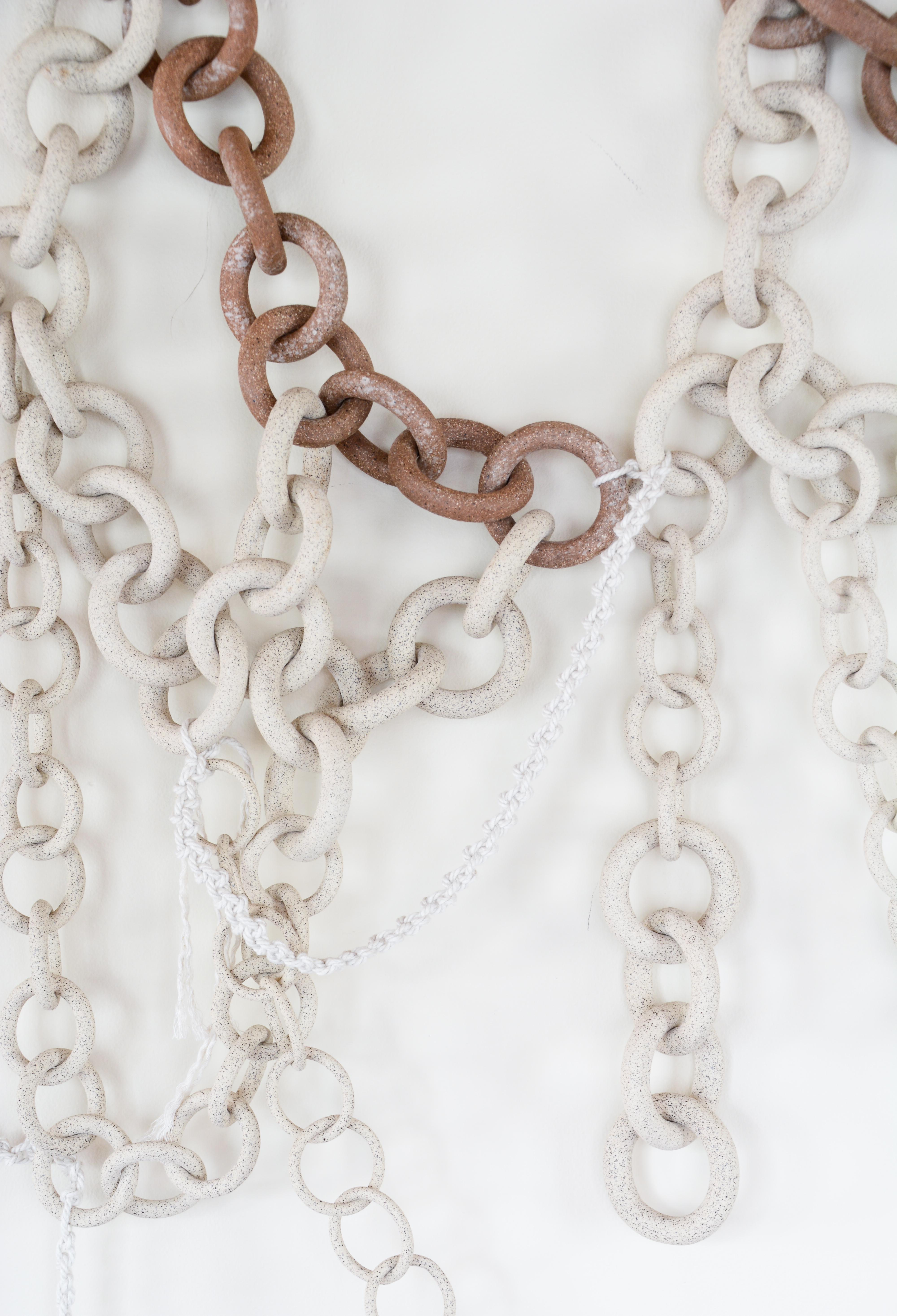 Organic Modern Ceramic Link Chain Wall Sculpture