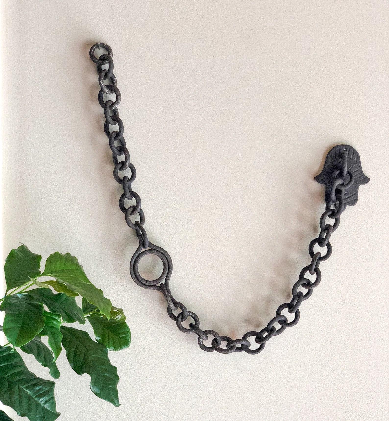 Hand-Carved Ceramic Link Chain Wall Sculpture For Sale