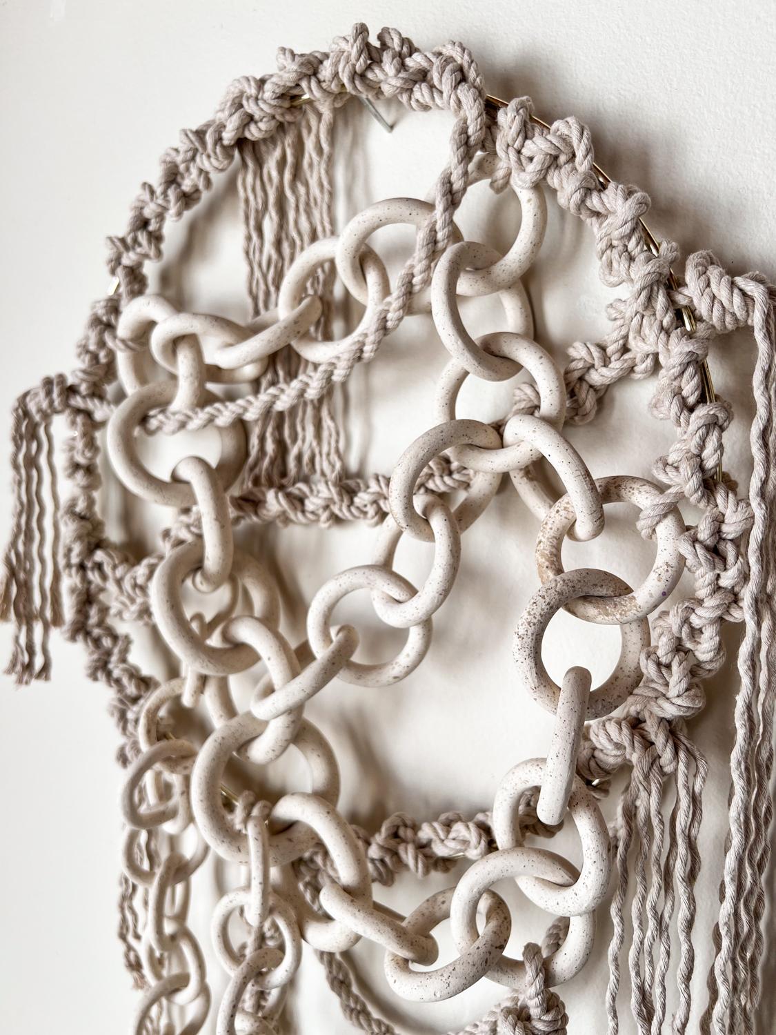 Hand-Crafted Ceramic Link Chain Wall Sculpture For Sale