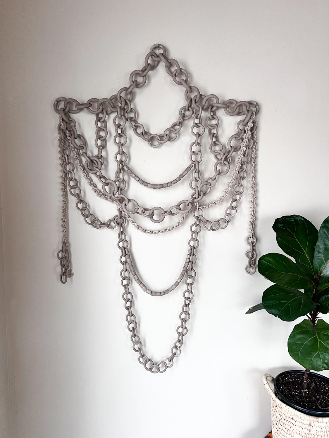 Hand-Crafted Ceramic Link Chain Wall Sculpture For Sale