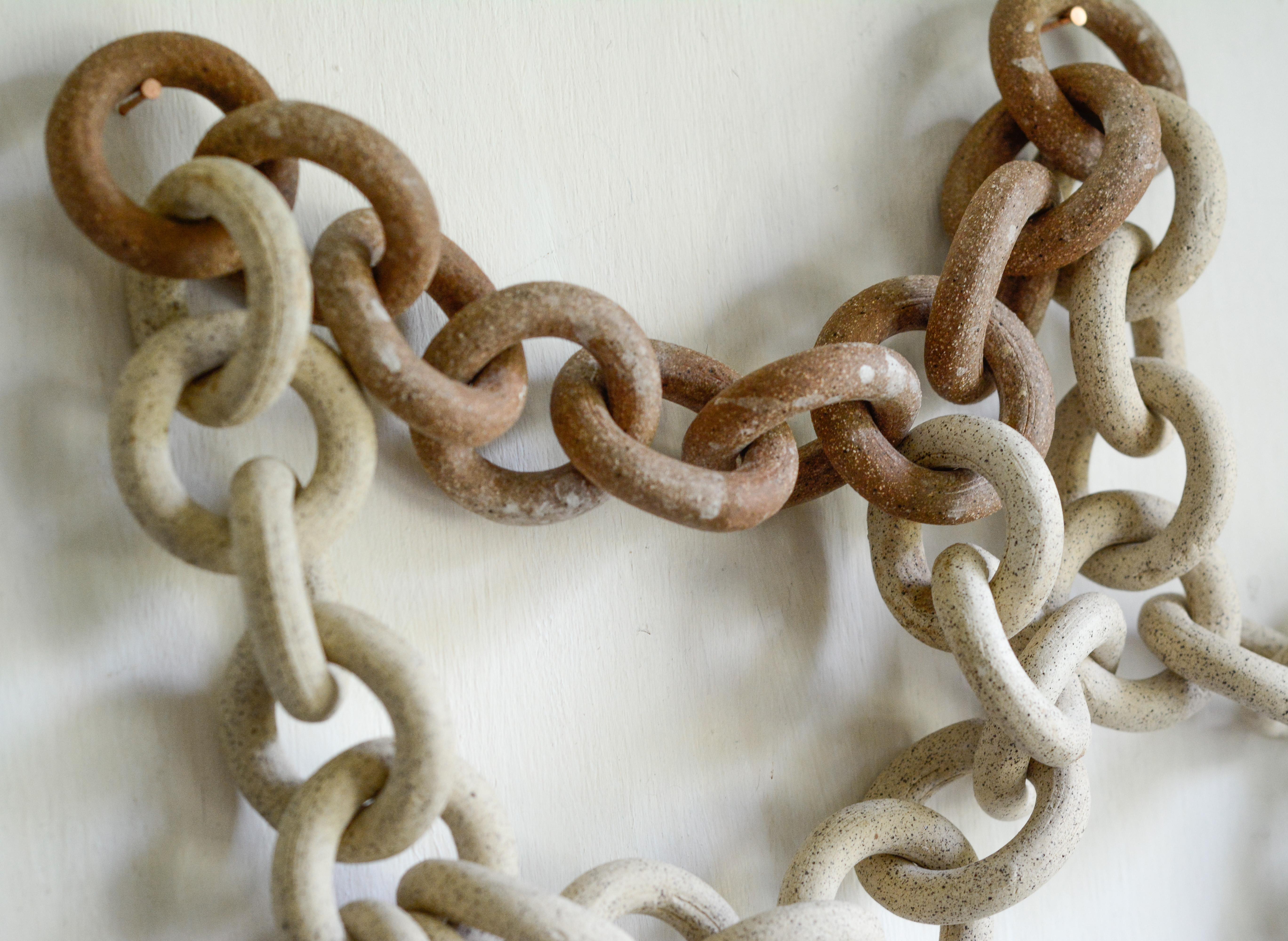 Ceramic Link Chain Wall Sculpture In New Condition In Stoughton, MA