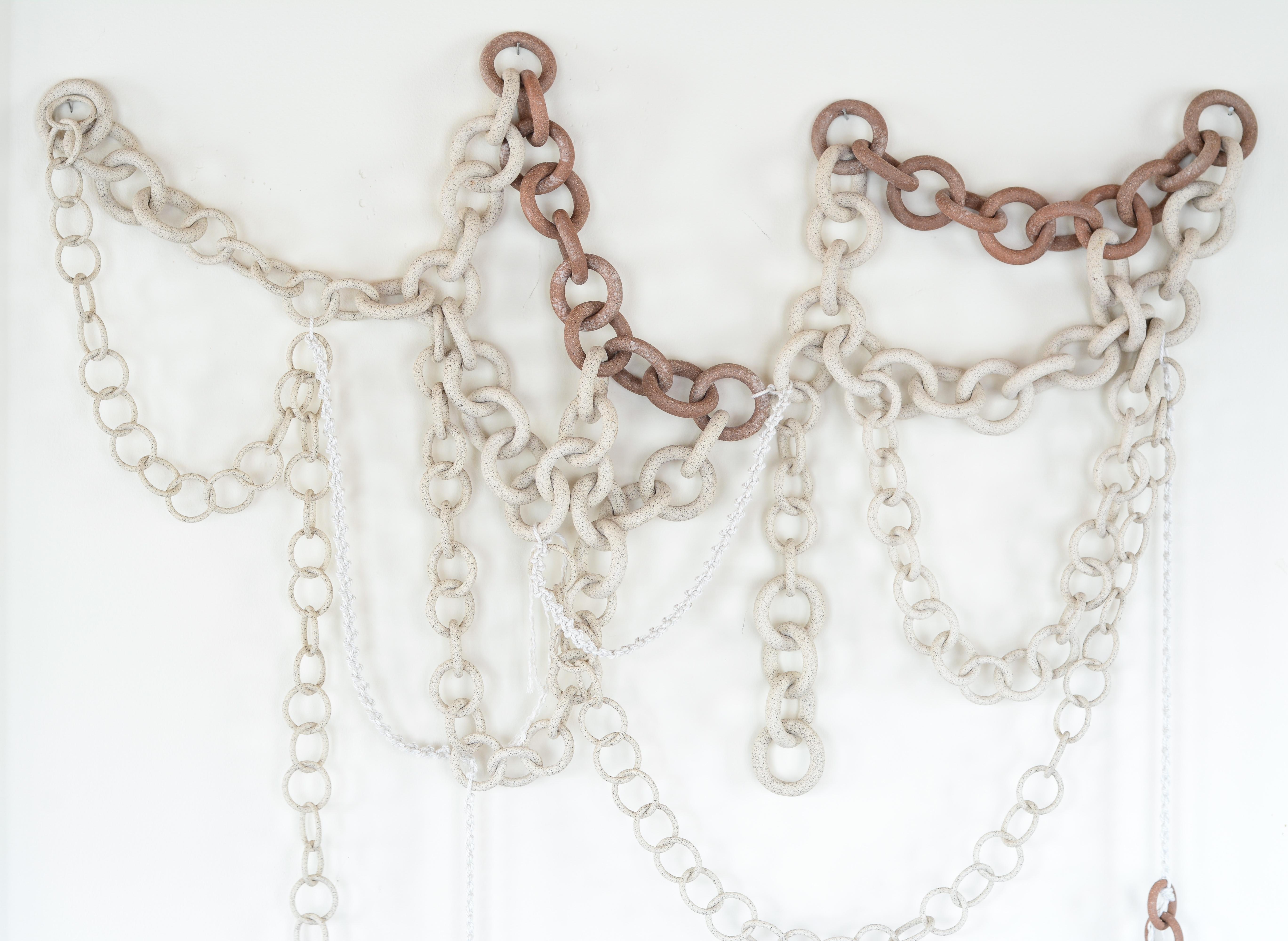 Hand-Crafted Ceramic Link Chain Wall Sculpture