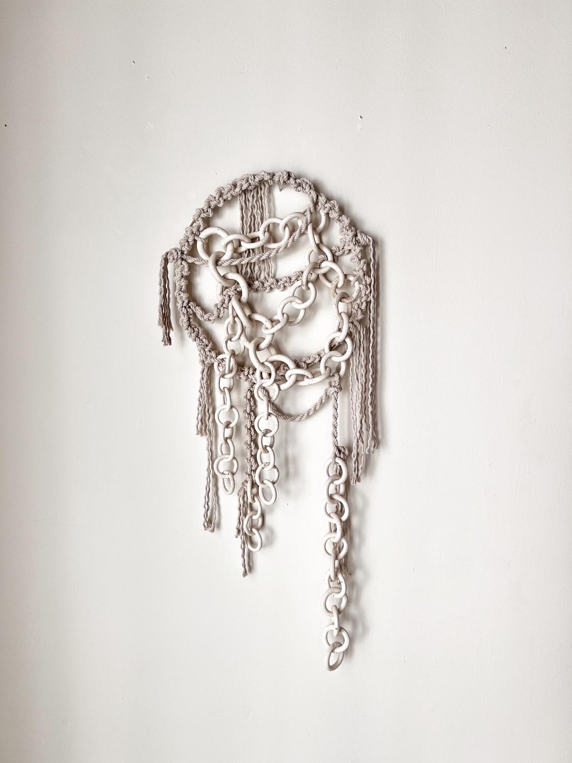 Stoneware Ceramic Link Chain Wall Sculpture For Sale