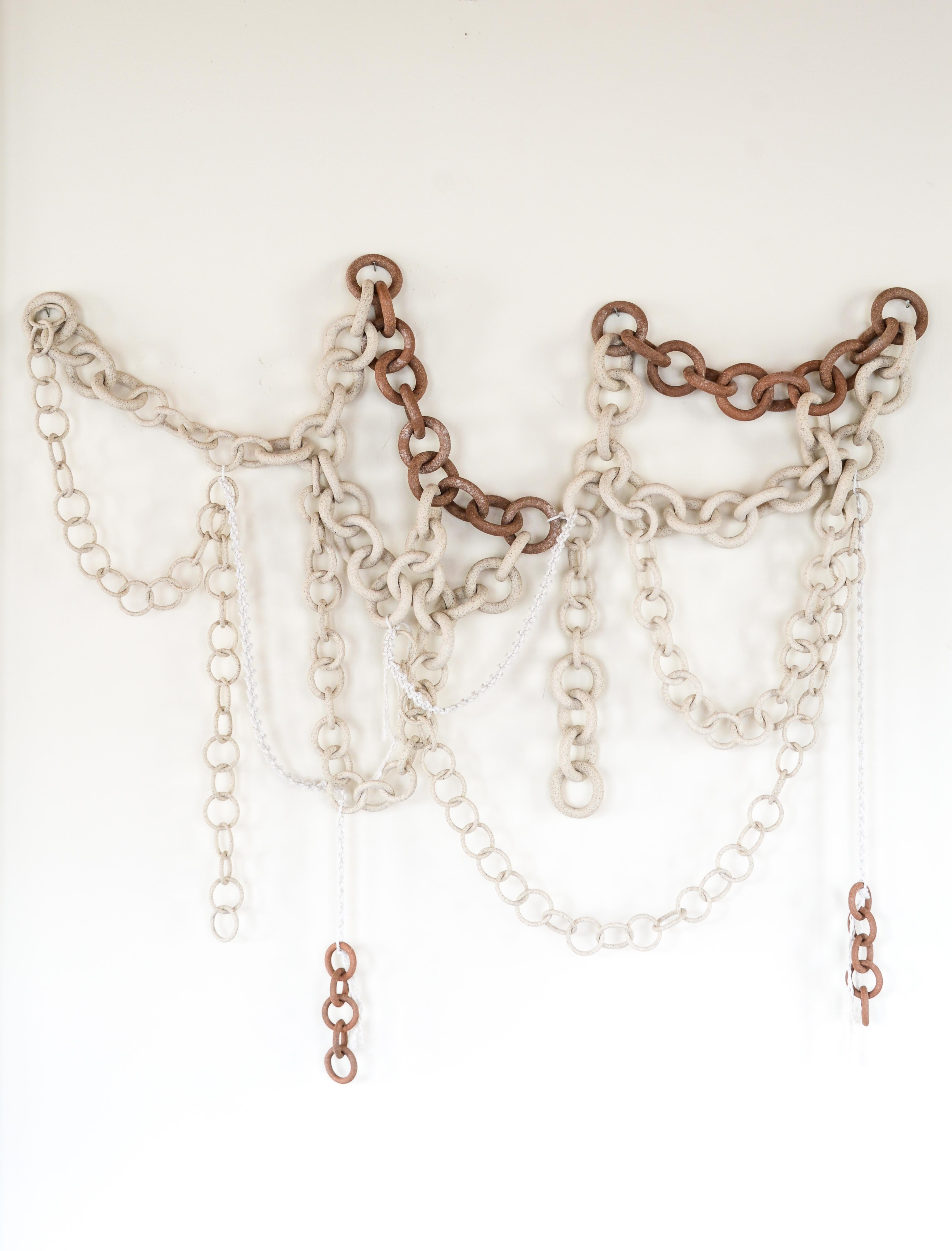 Contemporary Ceramic Link Chain Wall Sculpture For Sale
