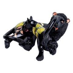 Ceramic  Lion And Cub  Sculpture , hand made in South Africa