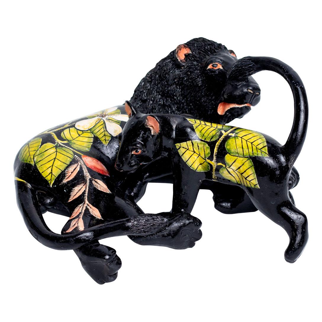 Modern Ceramic  Lion And Cub  Sculpture , hand made in South Africa For Sale