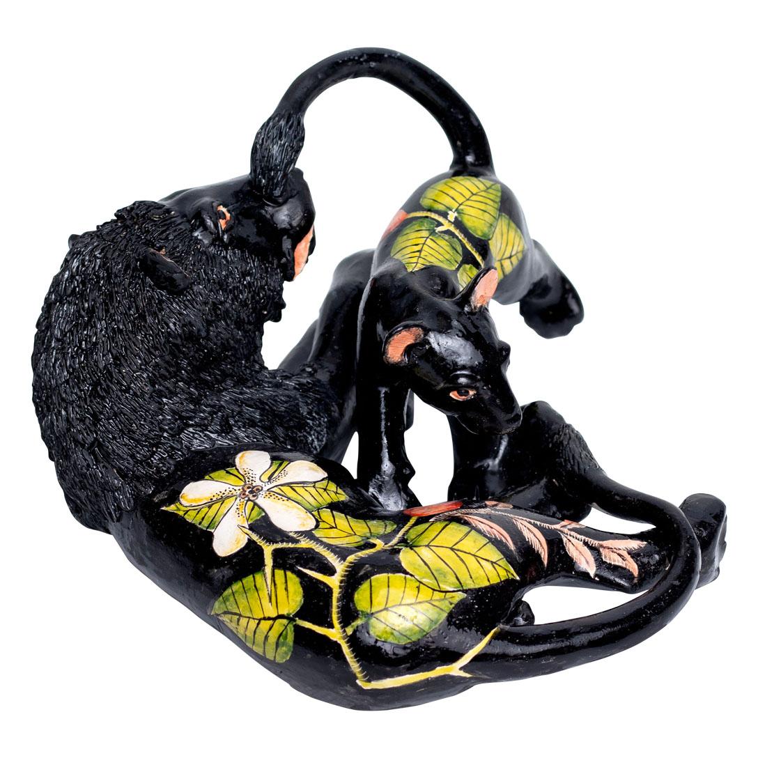 Fired Ceramic  Lion And Cub  Sculpture , hand made in South Africa For Sale