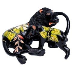 Keramik  Löwe und Junges  Skulptur, handgemacht in Südafrika