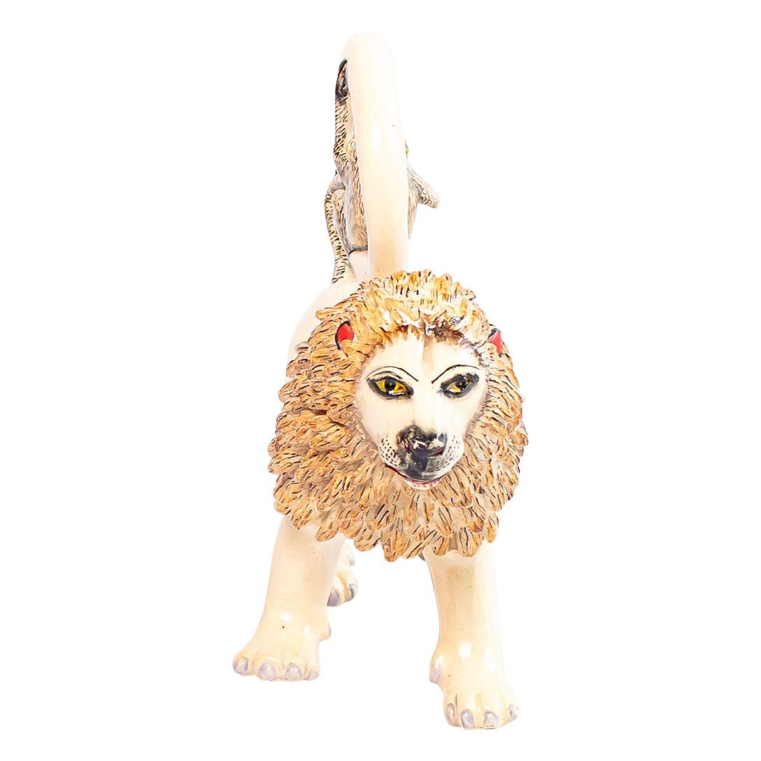 Ceramic Lion And Monkey Rider, Hand  made in South Africa In New Condition In North Miami, FL