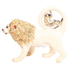 Ceramic Lion And Monkey Rider, Hand  made in South Africa