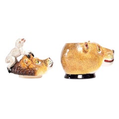 Keramik-Schmuckkästchen mit Löwenkopf  , handgefertigt in Südafrika