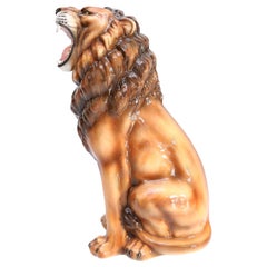 Ceramic Lion Sculpture, Handmade in Italy