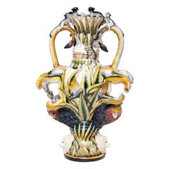 Vaso Leone in ceramica con doppio manico  , realizzato a mano in Sudafrica