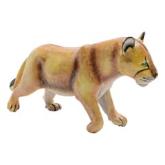 Ceramic  Lioness  Sculpture , Hand Made And Painted In South Africa