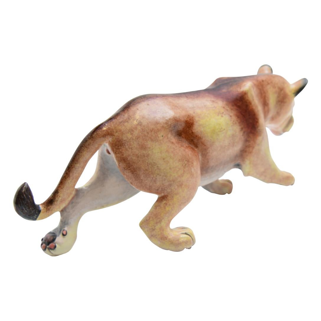 Modern Ceramic  Lioness  Sculpture , Hand Made And Painted In South Africa For Sale