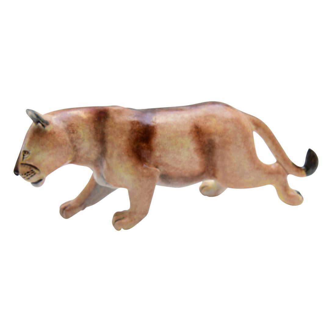 Fired Ceramic  Lioness  Sculpture , Hand Made And Painted In South Africa For Sale