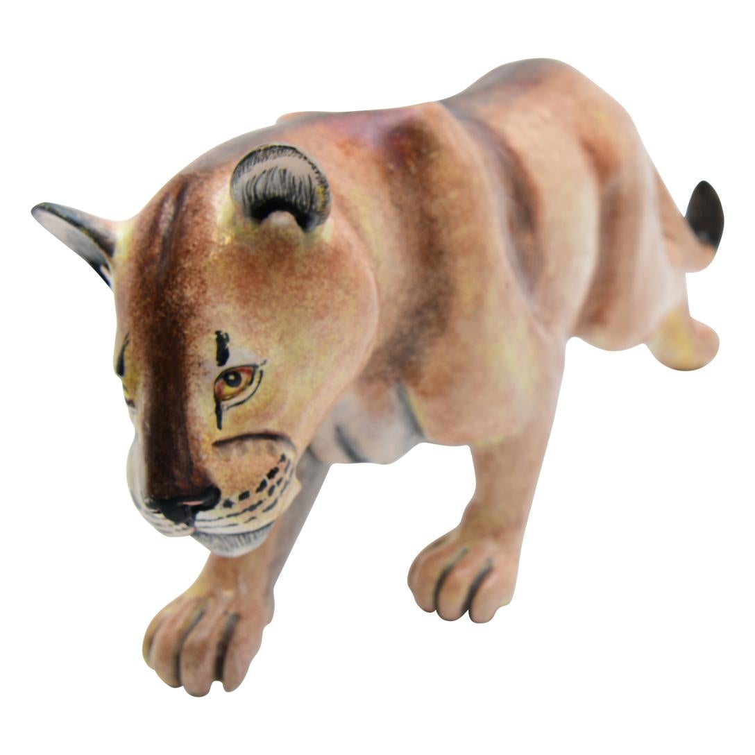 Ceramic  Lioness  Sculpture , Hand Made And Painted In South Africa In Excellent Condition For Sale In North Miami, FL