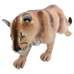 Cerámica  Leona  Escultura , Hand Made Y Pintada En Sudáfrica
