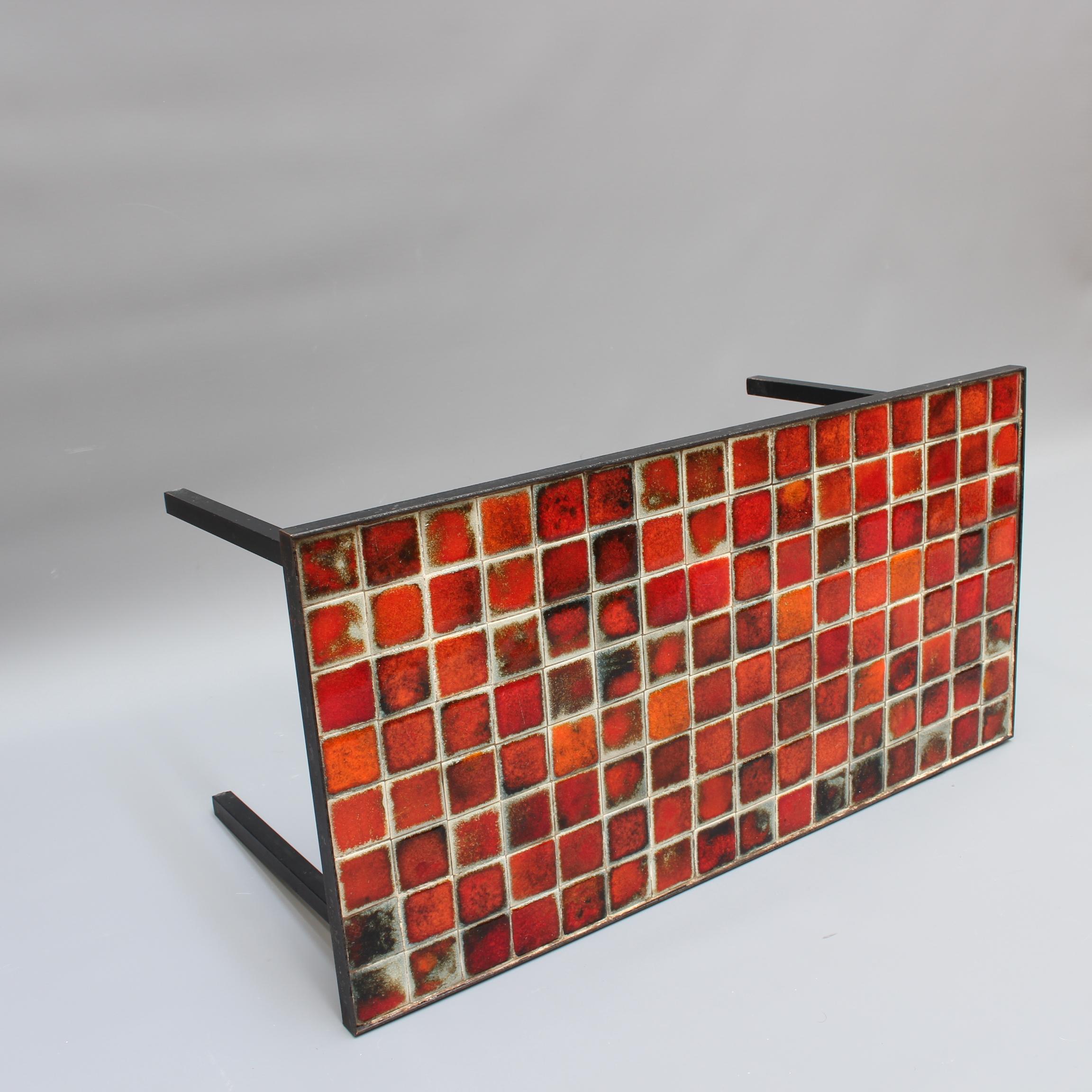 Ceramic Low Table with Red-Hued Tiles by Mado Jolain 'circa 1950s' 2