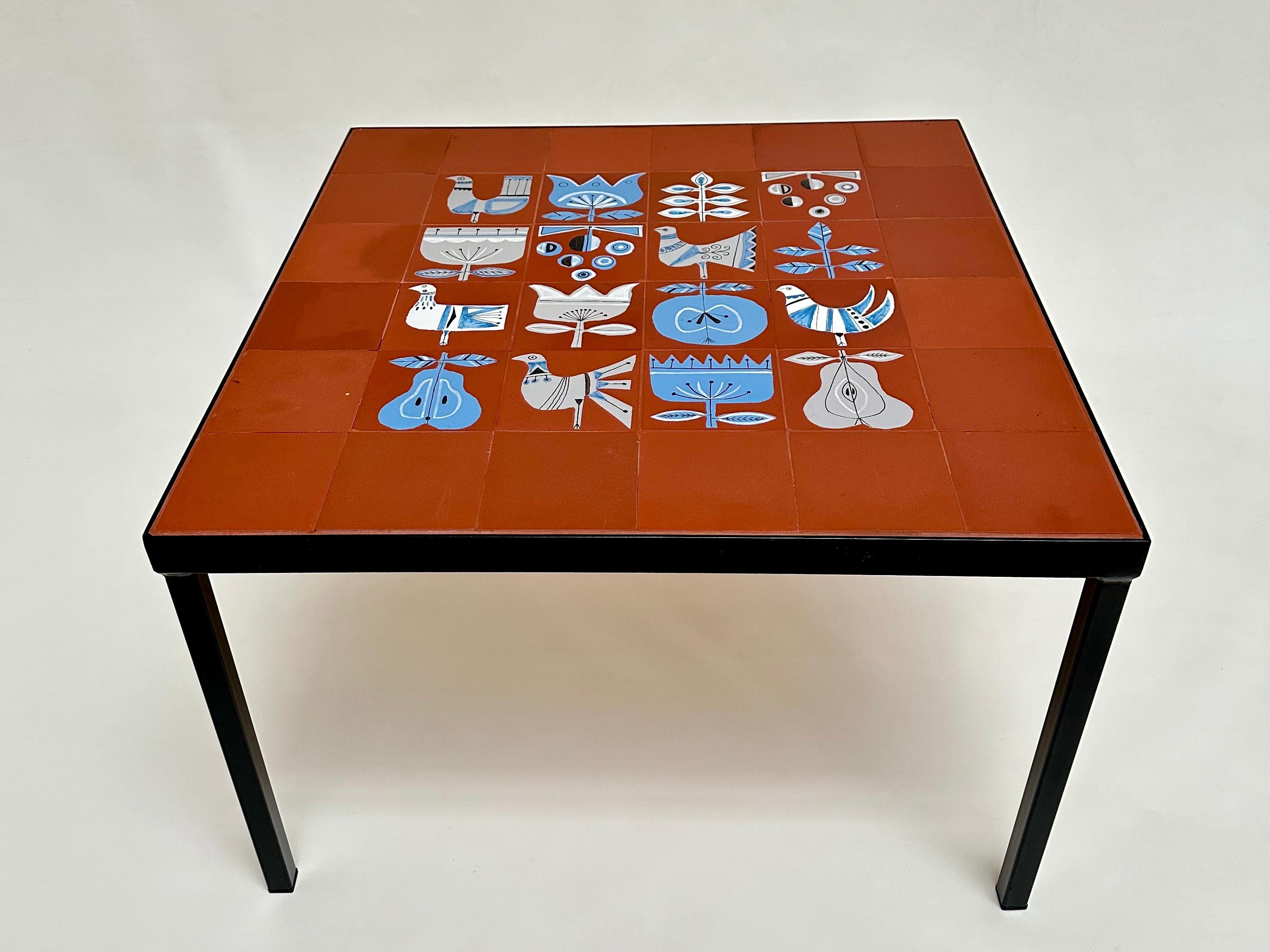 French Ceramic Low Table with Roger Capron's Tiles  For Sale