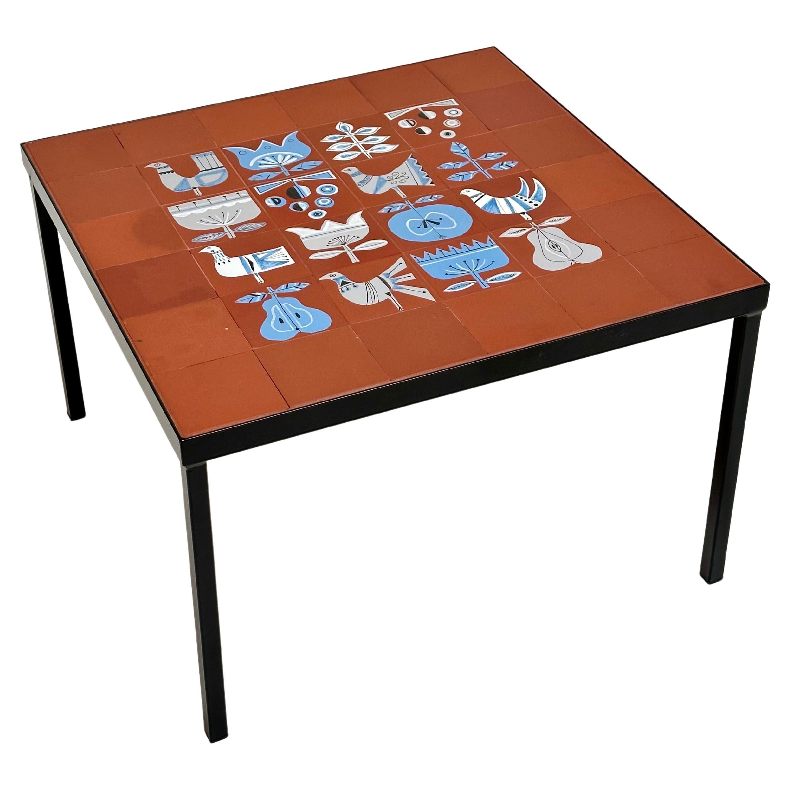 Ceramic Low Table with Roger Capron's Tiles  For Sale