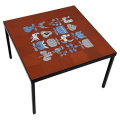 Ceramic Low Table with Roger Capron's Tiles, France circa 1950