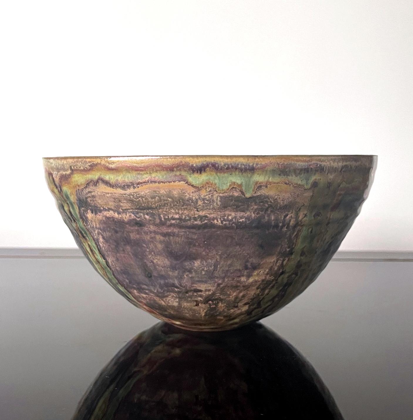 American Ceramic Lusterware Bowl with Metallic Glaze by Beatrice Wood For Sale