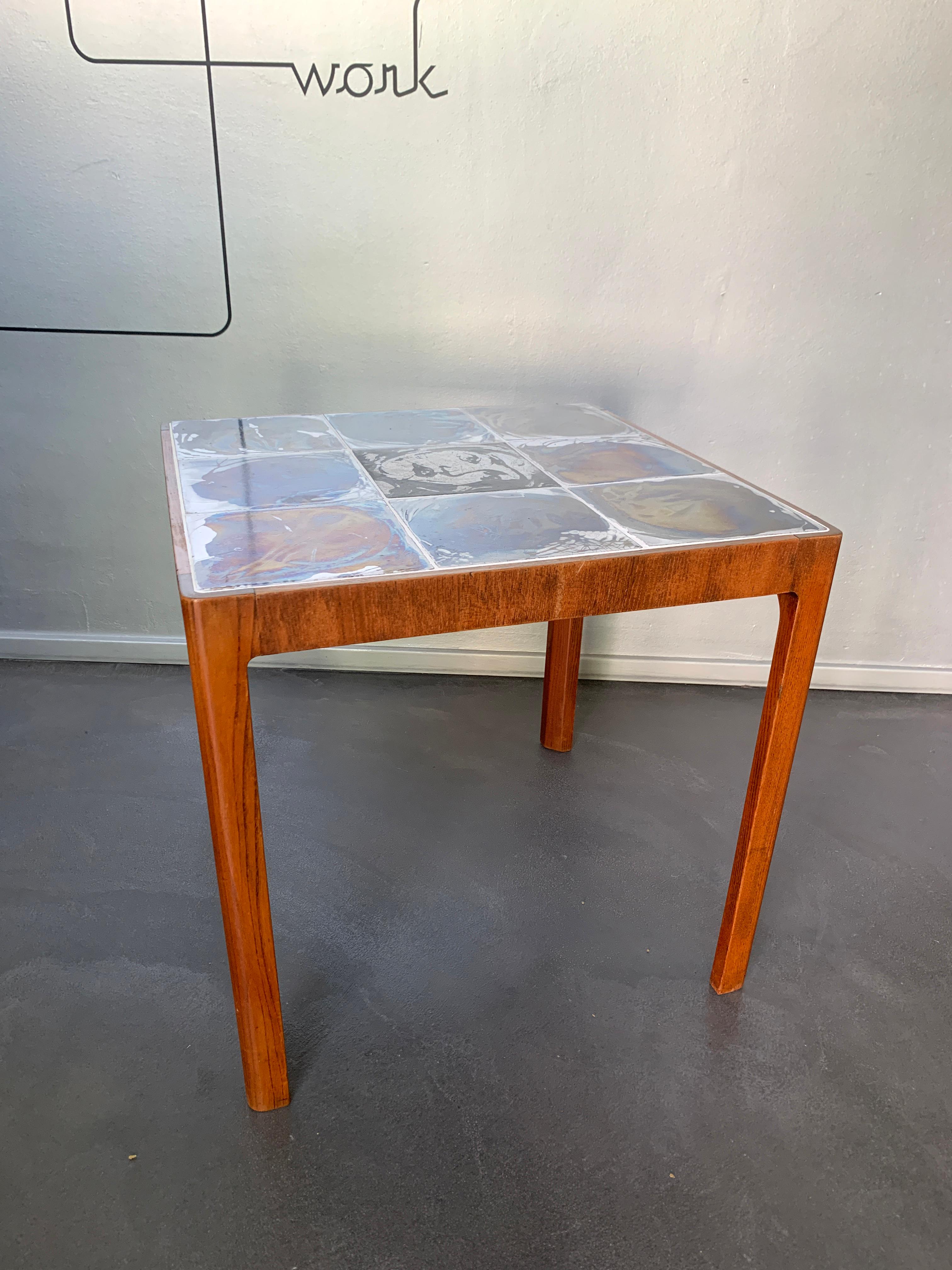 Ceramic & Mahogany side table, Design Jens Thirslund for Kähler Ceramic, Denmark For Sale 3