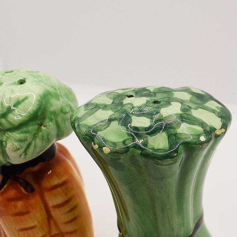 Bohemian Ceramic Majolica Carrot and Onion Salt and Pepper Shakers, a Pair