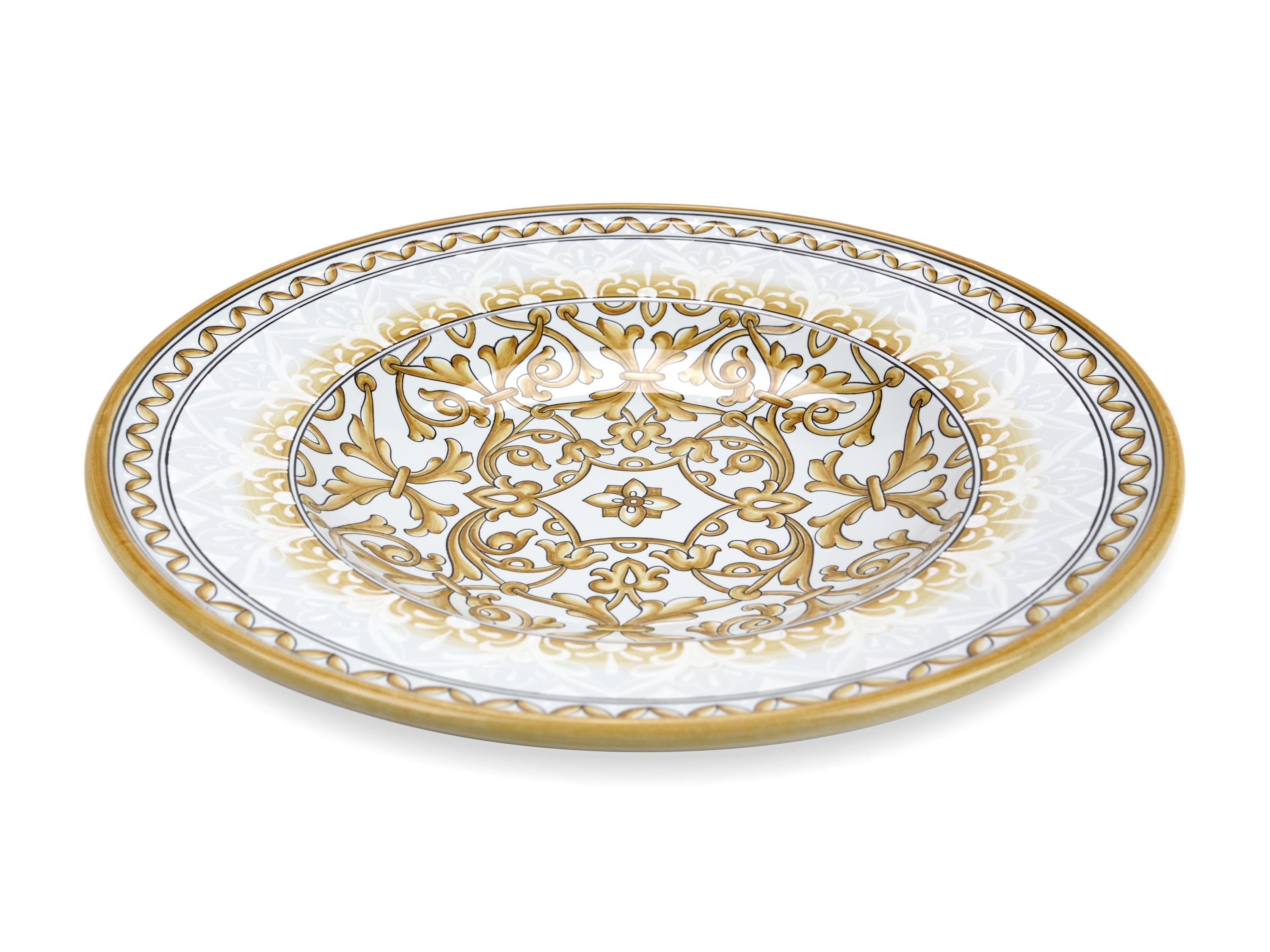 Ceramic Plate Centerpiece Tray Ornament Bowl Wall Dish Majolica White Decorated In Stock For Sale