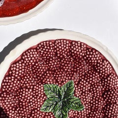 Ceramic Majolica Decorative Round Fruit Plates, Set of 7, Portugal